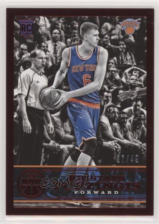 2015-16 Panini Replay Red 27/49 Kristaps Porzingis #79 Rookie RC 8ww
