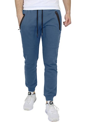 МУЖСКИЕ ОБЛЕГАЮЩИЕ ФЛИСОВЫЕ ДЖОГГЕРЫ BLU ROCK ИЗ ПЛОТНОГО ХЛОПКА БОЛЬШОГО РАЗМЕРА - ВЕРЕСКОВО-СЕРЫЙ