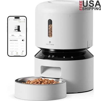 Automatic Cat Feeder WiFi Smart App 10 Meals Dry Food Portion Control White US