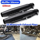 2x Universal 420mm Motorcycle Exhaust Pipe Muffler Silencers For Cafe Racer