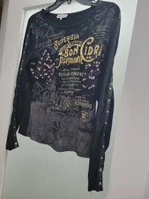 Paolo Santini Women Embellished tee top with long sleeves size L VINTAGE