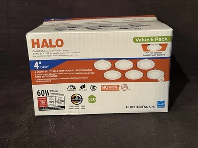 6-Pack HALO 4" 6-Color Selectable Slim Canless LED Downlight -- HLBPH406FS6 - Image 1 of 4
