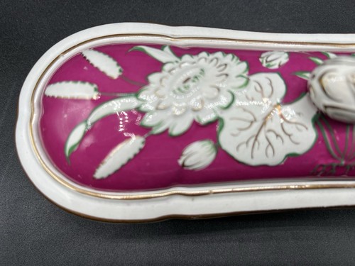 Vintage England-Covered Ironstone Toothbrush Razor Holder-Bloom Handle - Picture 4 of 15