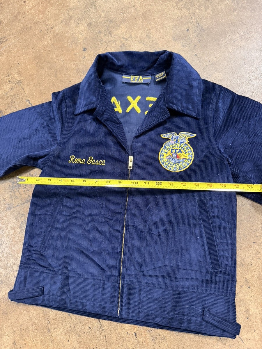 1980s BLUE FFA CORDUROY FARMERS AGRICULTURE JACKET LONGVIEW TEXAS