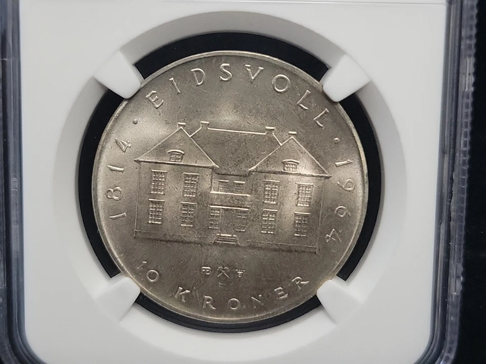 1964 Norway Silver 10 Kroner Constitution Sesquicentennial 10K NGC MS65 See Pics - Image 2 of 4