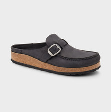 Women's Birkenstock Buckley Oiled Leather Clogs - Black EU37 Width M - FREE SHIP