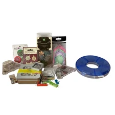 Mixed Scrapbook Craft Supplies Lot w Organizer Wheel Embellishments Card Making