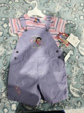 Vintage Rare Y2K Nickelodeon Dora the Explorer themed girl's shortalls playsuit