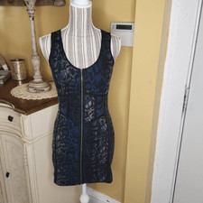 Material girl blue snakeskin mini bodycon dress women's size m