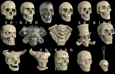 16 Pcs 3D STL Models SCULLS THEME for CNC Router 3D Printer Engraver Aspire Cut