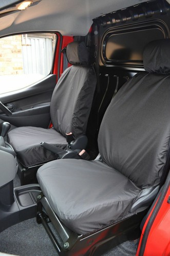 Tailored Waterproof Front (Non-Fold) Black Seat Covers Fits Nissan eNV200 2014+ - Picture 2 of 2