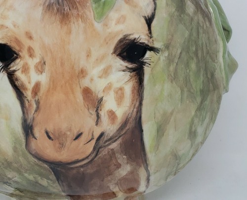 Vintage GIRAFFE Canteen Shaped Vase Signed KRUEGER Art Pottery Ceramic Painted - Picture 8 of 24