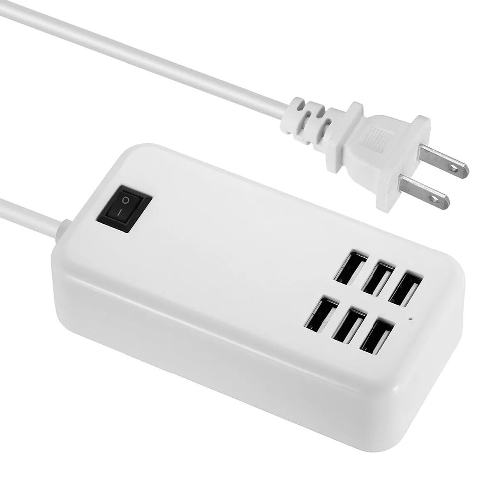 6-Port USB Fast Charging Hub for Travel & Desktop