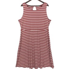 Old Navy Fit & Flare Mini Dress Ribbed Knit Women Plus 2X Brown White Stripes