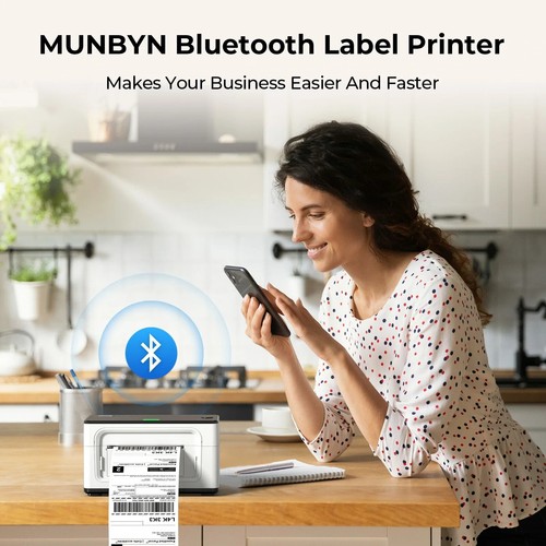 MUNBYN 300DPI Bluetooth Thermal Label Printer 4×6 Shipping address Label Maker - Picture 9 of 17