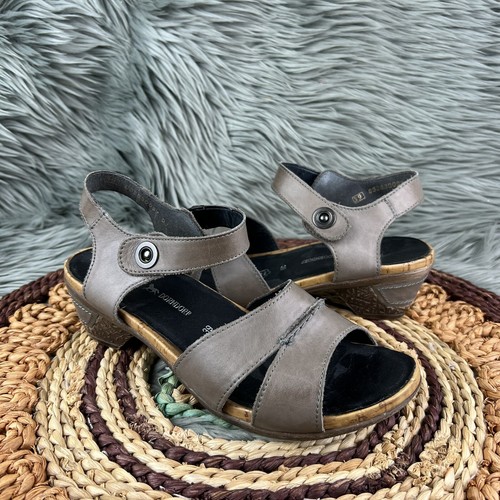 Remonte Dorndorf Sz 39 / 8 US Leather Taupe Tan Ankle Strap Heeled Sandals - 第 1/7 張圖片
