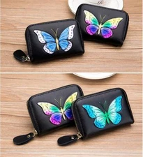 Womens Leather Wallet Butterfly RFID Blocking Credit Card Case Mini Purse US