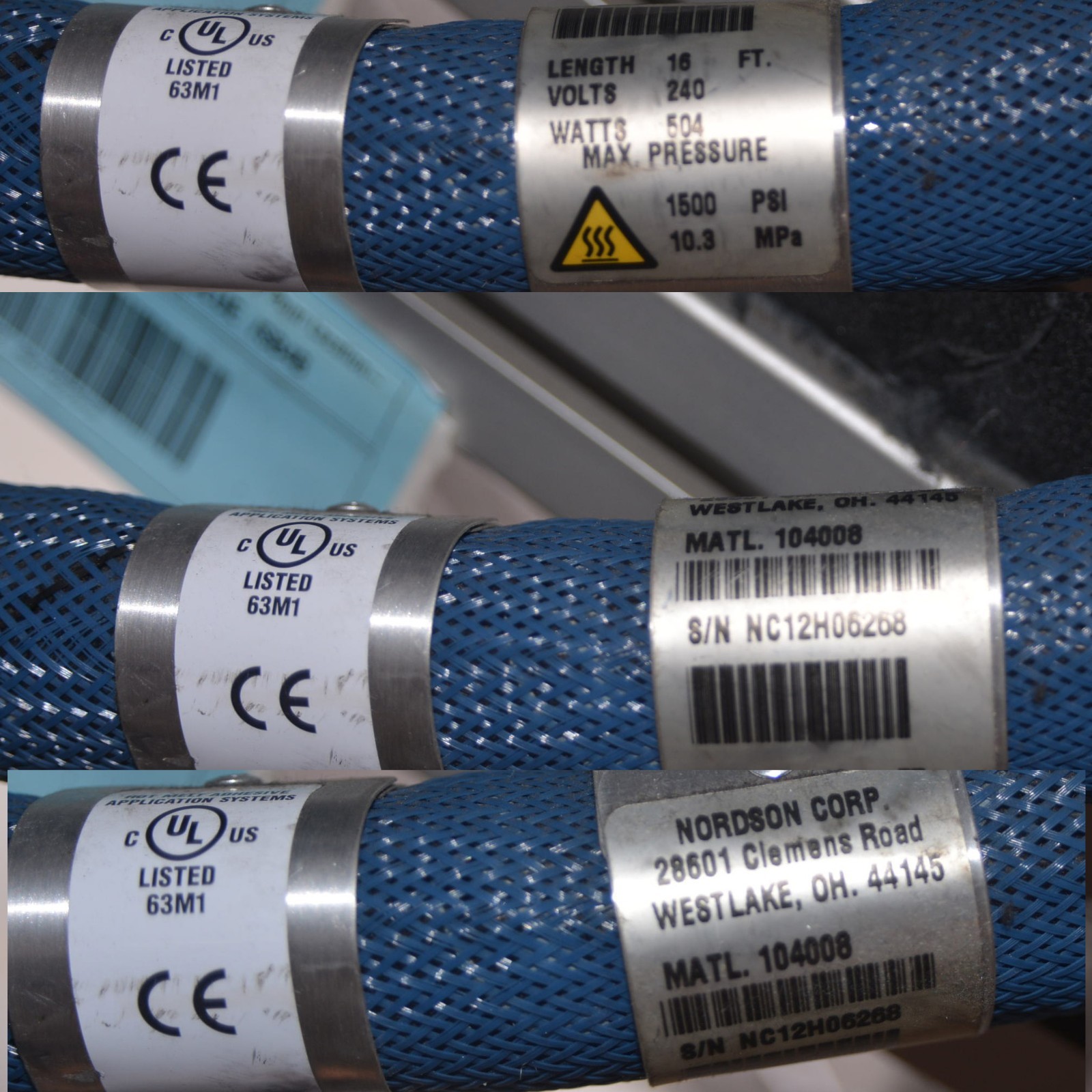 Nordson DURABLUE 16 1031898 104008 Heated Hose Hot Melt Glue Tank and