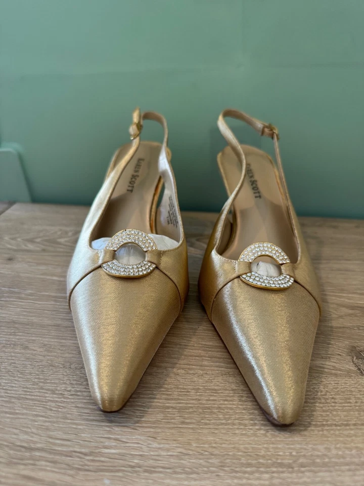 Karen Scott Gold Slingback Heels Size 7.5 - Image 3 of 4