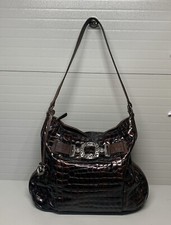 Borsa a tracolla BRIGHTON bronzo CHER pelle verniciata coccodrillo pelle goffrata
