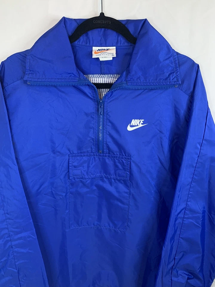 Chaqueta cortavientos de colección Nike Sportswear 1/4 cremallera años 70 EE. UU. pequeña OG nailon azul años 80 Foto 4 de 4