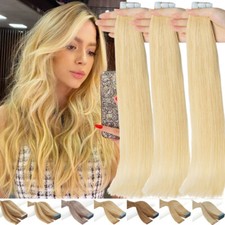 Tape in 100 Human Hair Extensions Real Remy Invisible Skin Weft 20/40/60pcs 18"