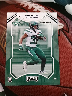 MICHAEL CARTER 2021 Playoff Football RC #229 GOAL LINE Blue Parallel NEW YORK 