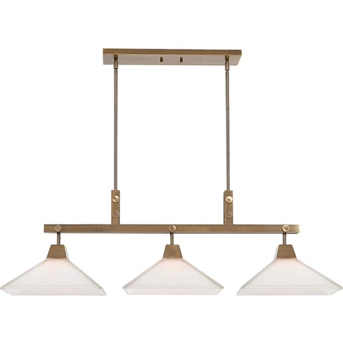 Uttermost Brookdale 3-Light Farmhouse Steel Metal Linear Chandelier in Brass - Picture 4 of 6