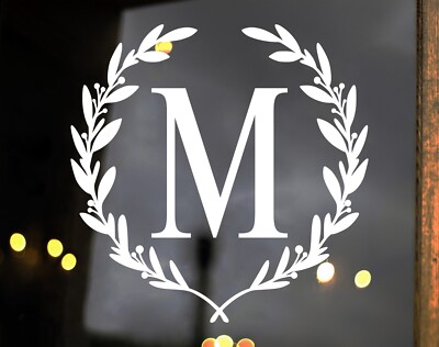 Monogram Letter in Laurel Wreath Vinyl Decal V3 | Family Name | Die Cut ...