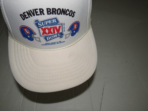Vintage 1990 Denver Broncos NFL Super Bowl 24 XXIV Mesh Snapback Trucker Hat Cap - Picture 2 of 9