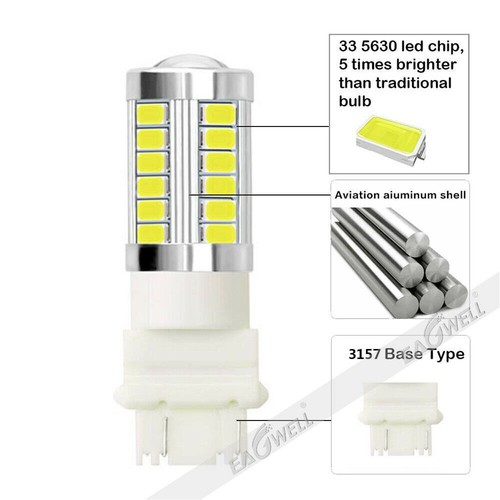 10PCS WHITE 3157 CAR REVERSE LIGHT BACKUP 33-SMD LED BULB LAMP CAR TURN SIGNAL - Picture 2 of 8