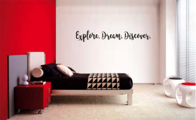 EXPLORE DREAM DISCOVER VINYL WALL DECAL DECOR STICKER BEDROOM LETTERING QUOTE