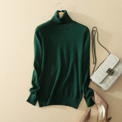 Sweater Turtleneck Pullover Cashmere Women Full Sleeve Winter