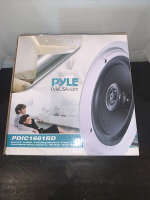 Pyle PDIC1661RD 6.5'' In-Wall 2-Way 200 W Flush Mount Home Speaker Pair - White