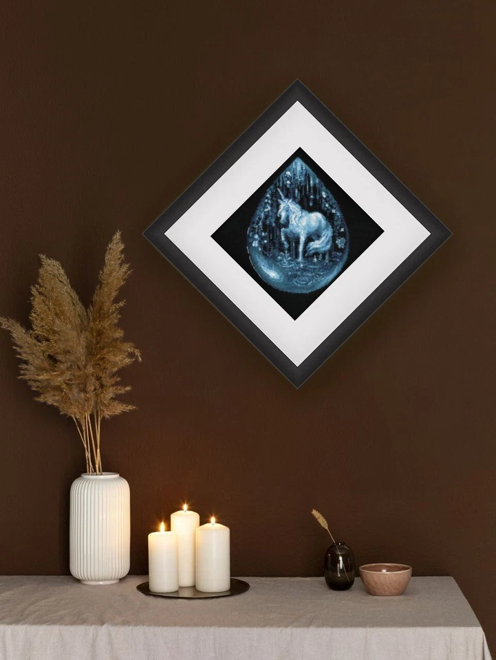 Kit de punto de cruz contado RIOLIS 2161 lágrima de unicornio - en bosque azul y mágico Foto 4 de 4