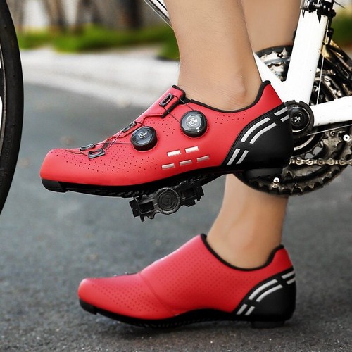 MTB Cycling Shoes Men Self-Locking Cleats Road Bike Speed Sneakers SPD Boots Red - Picture 19 of 42
