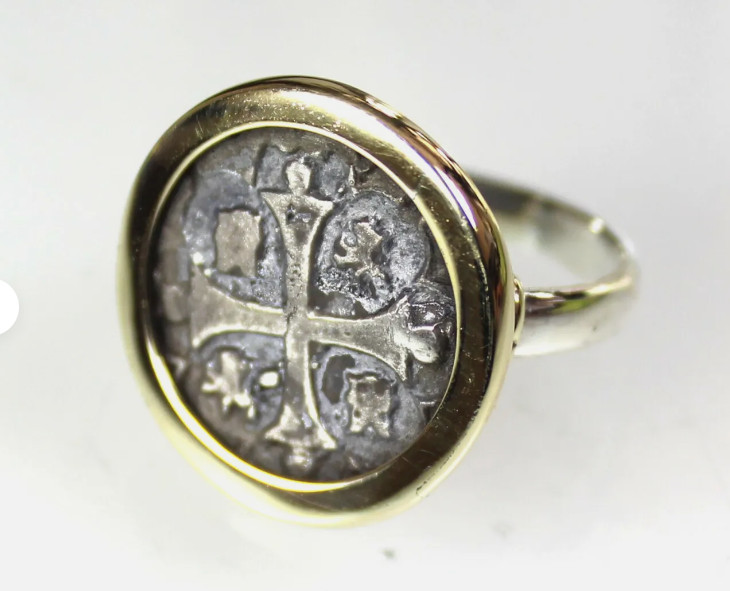 ANILLO PLATA ESTERLINA .925 MONEDA NAUFRAGIO BARCO PIRATA COLONIAL ESPAÑA ATOCHA #7 gratis