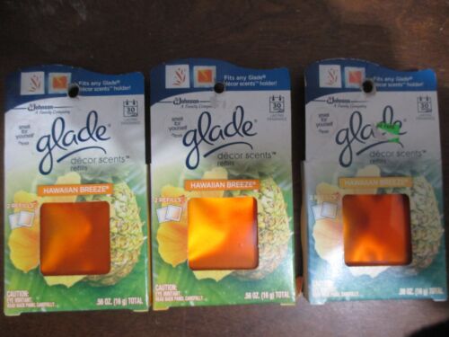 Lot of 3 Glade Decor Scents HAWIIAN BREEZE 2 Refills each (6 total)