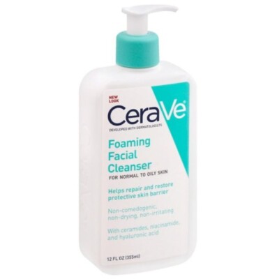 CeraVe Foaming Facial Cleanser Daily Face Wash for Normal to Oily Skin, 12 fl oz