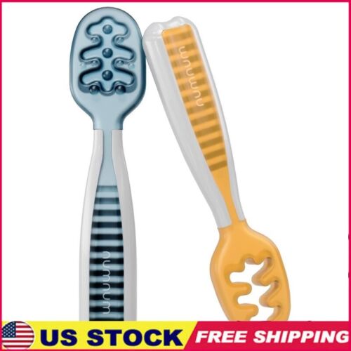 Baby Spoons Set Silicone Pre-Spoon Self Feeding Utensils Baby Led Weaning New