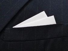 POCKET SQUARE White 2 point wing style - pre-folded  Sewn- Just slip in pocket