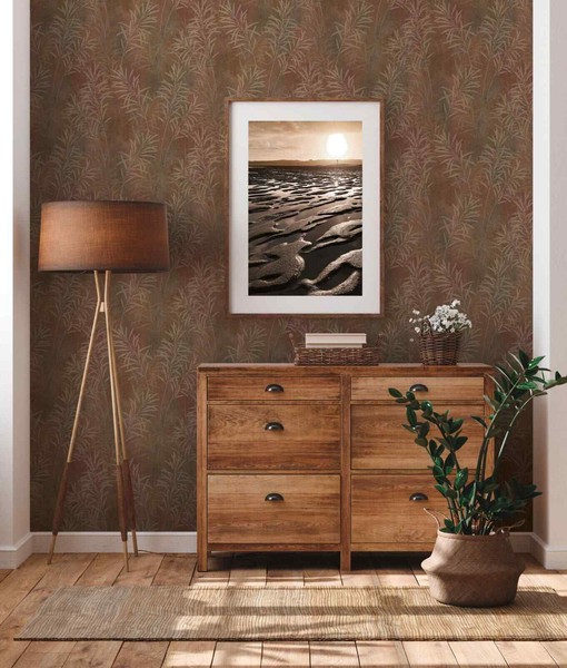 Vliestapete Rot Braun Kupfer Metallic GräSer Shabby Putzoptik 38919-2 (3,92€/1Qm-image