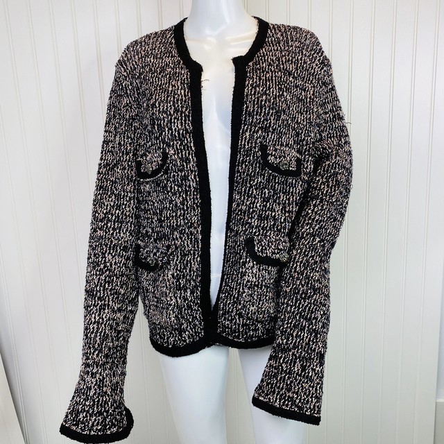 Zara Knit Cardigan Sweater Size Large Multi Color Rhinestone Button