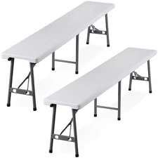 2PCS 6FT Portable Plastic Folding Bench for Outdoor Picnic Party Camping Dining 