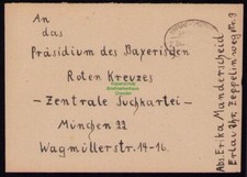 B19261 SBZ Brief Geb&uuml;hr bezahlt Bahnpost Erfurt Themar 1946 an DRK in M&uuml;nchen
