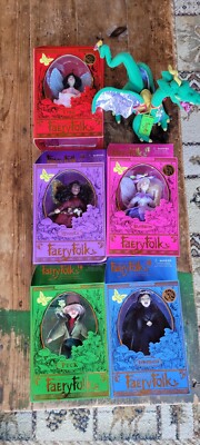 Complete Legends of the Faery Folk 7'' Doll Lot 6 Faeryfolk Fairy Set & Dragon