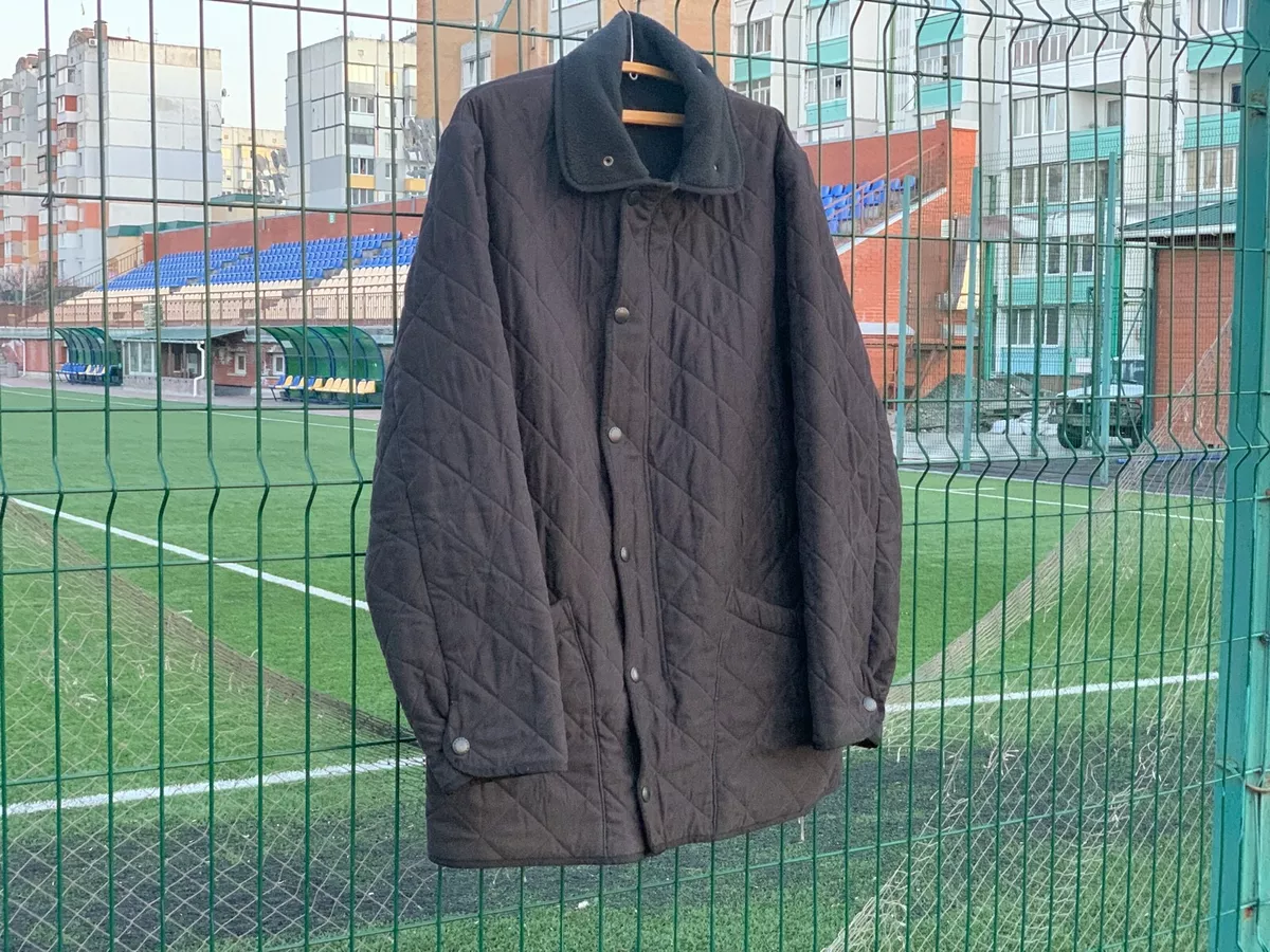 Mens BARBOUR Microfibre Polarquilt Long Jacket Coat Quilted Black Size M