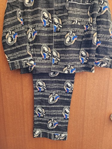 Collingwood Magpies AFL Boys W13 Black Printed Flannel Pyjama Set Size 10 New - Picture 3 of 4