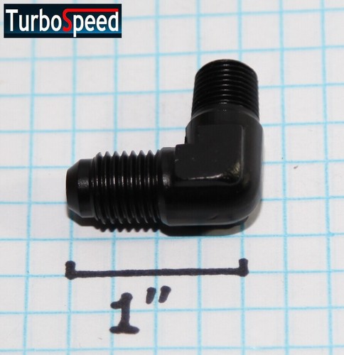 New 1Pcs Black 4AN Male to Male 1/8"NPT 90 Deg Flare Fuel Oil Gas Line Fitting - Picture 8 of 8