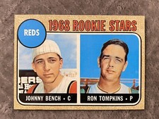 1968 TOPPS Rookie STARS Johnny BENCH & TOMPKINS Reds #247 Error MISPRINT “tne” H
